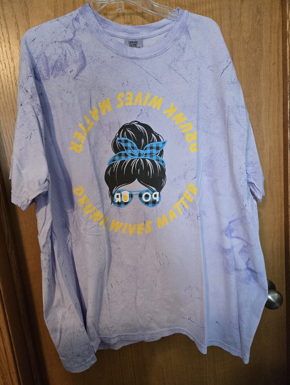 Lavender Graphic Tee with Yellow Script